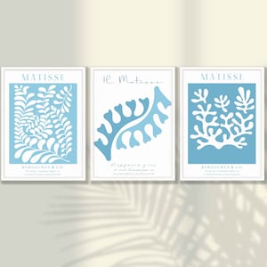 Blue Henri Matisse Prints Set of 3 - Matisse Poster, Matisse Wall Art, Matisse Art Print, Gallery Wall Art, Exhibition Art,Living Room Decor