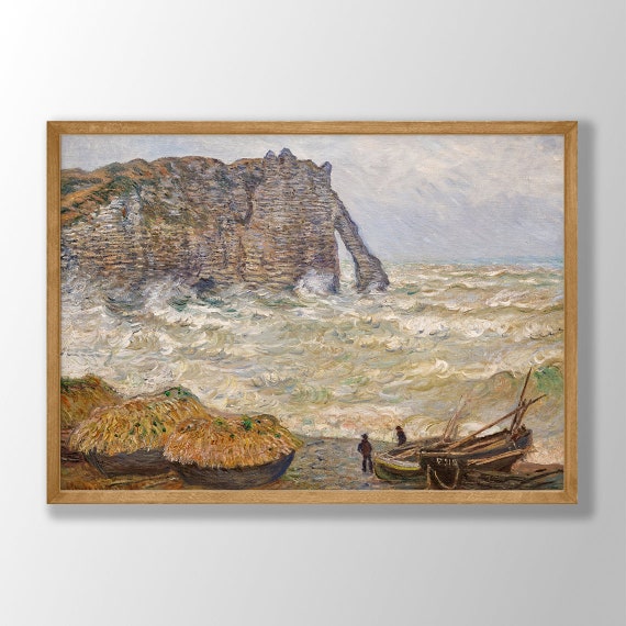 クロード・モネ アート プリント - エトルタの嵐の海、ヴィンテージ
