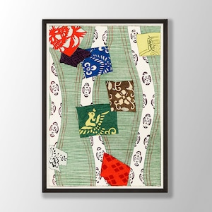 Japanese Woodblock Print - Abstract Wall Art, Japanese Wall Art, Japanese Poster, Japanese Decor, Japanese Pattern Art, Kitchen Wall Art