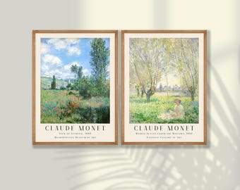 Claude Monet Art Prints Set of 2 - Landscape Gallery Wall Decor