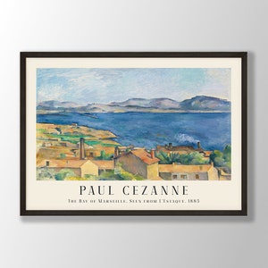 Paul Cezanne Art Print - The Bay of Marseille 1885, Paul Cezanne Poster, Landscape Print, Landscape Wall Art, Farmhouse Decor, Museum Print