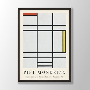 Piet Mondrian Art Print - Composition No:2, Piet Mondrian Poster, Piet Mondrian Wall Art, Mondrian Abstract Wall Art, Abstract Prints