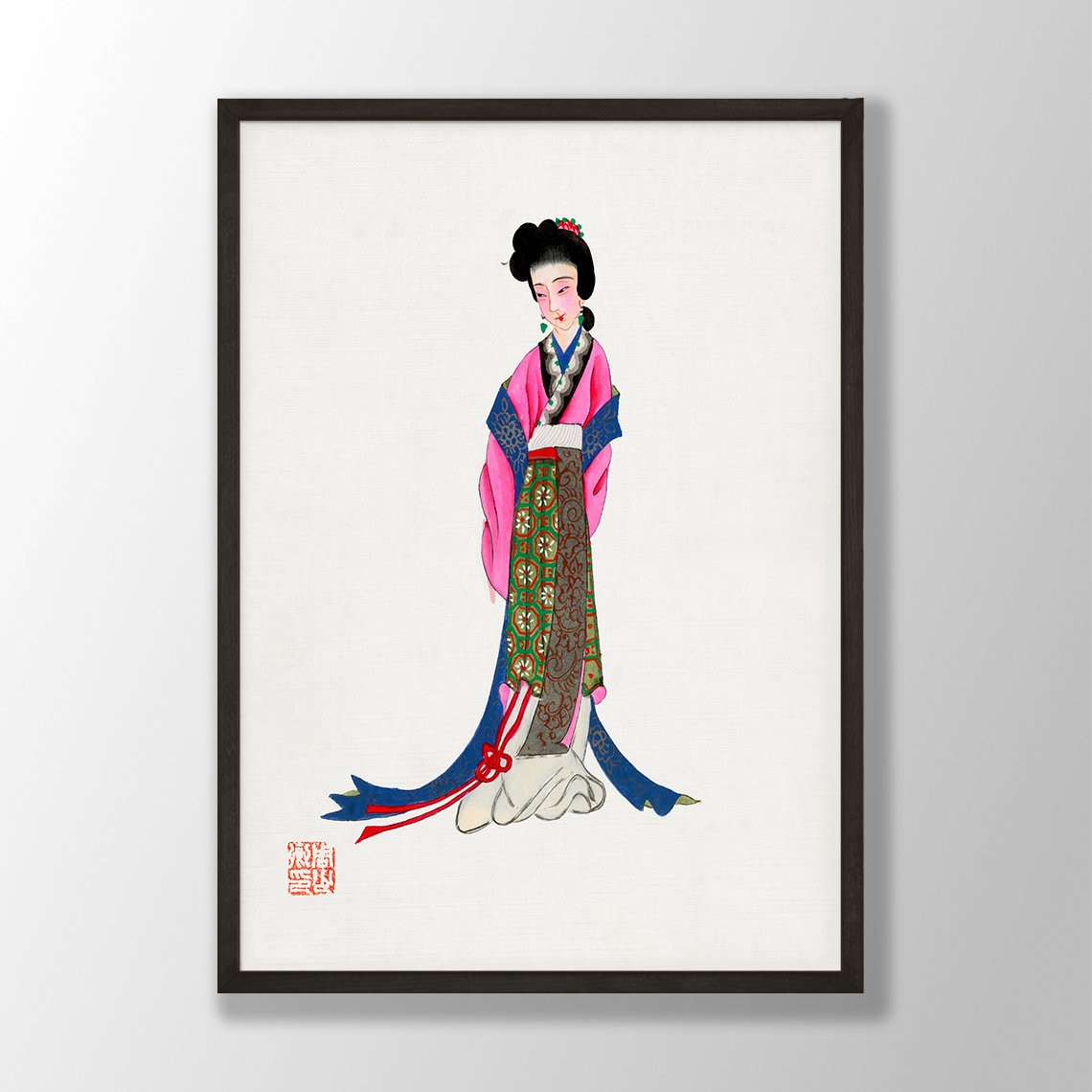 Japanese Geisha Art Print: Vintage Woodblock Style - Etsy
