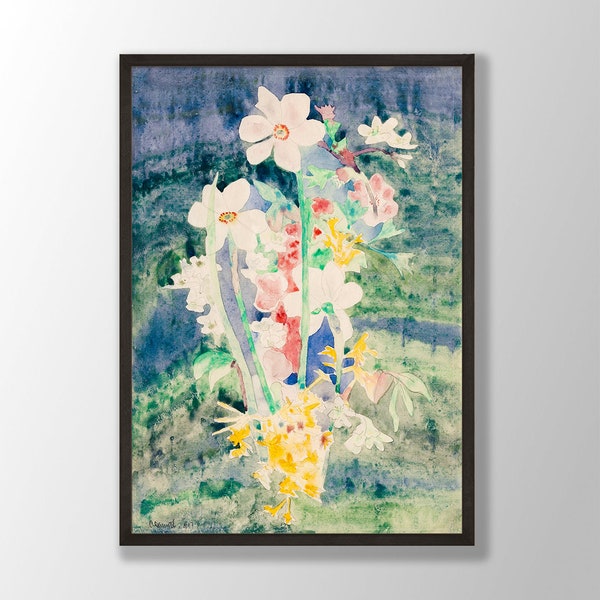 Charles Demuth Art Print - Narcissi (1917) | Flower Wall Art, Kitchen Wall Art, Watercolor Flower Painting, Botanical Print, Modern Home Art