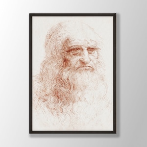 Leonardo Da Vinci Art Print - Self-portrait 1512, Da Vinci Poster, Da Vinci Prints, Da Vinci Wall Art, Portrait Wall Art, Modern Home Art