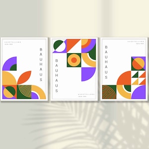 Bauhaus Poster Set of 3 - Bauhaus Wall Art, Mid Century Modern Art Print, Bauhaus Print, Living Room Decor, Home Office Decor