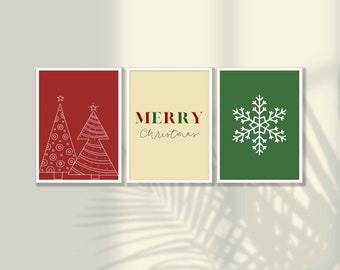 Christmas Prints Set of 3: Holiday Wall Art