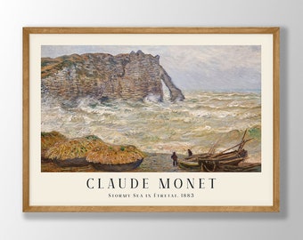 クロード・モネ アート プリント - エトルタの嵐の海、ヴィンテージ