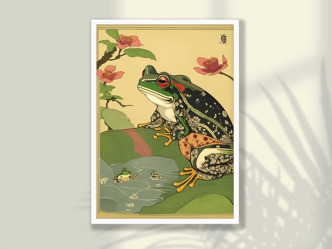 Japanese Frog Print No5 Japanese Wall Art, Frog Wall Art, Frog Poster