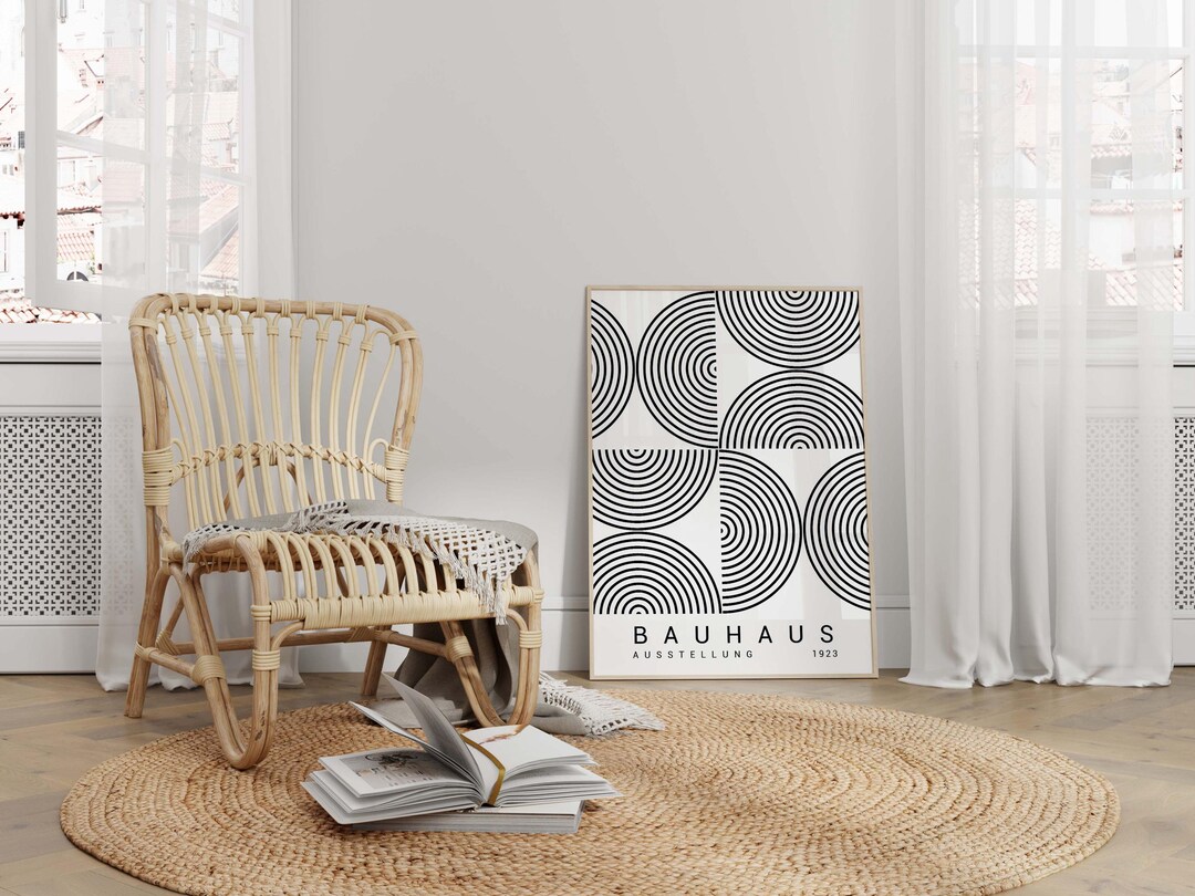 Black Bauhaus Art Print: Mid Century Modern Geometric Wall Decor CANVAS ...