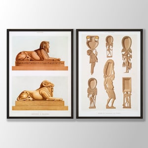 Egyptian Art Prints Set of 2 | Egyptian Wall Decor, Sphinx Print, Sphinx Wall Art, Ancient Egypt Poster, Egypt Wall Art, Egyptian Gift
