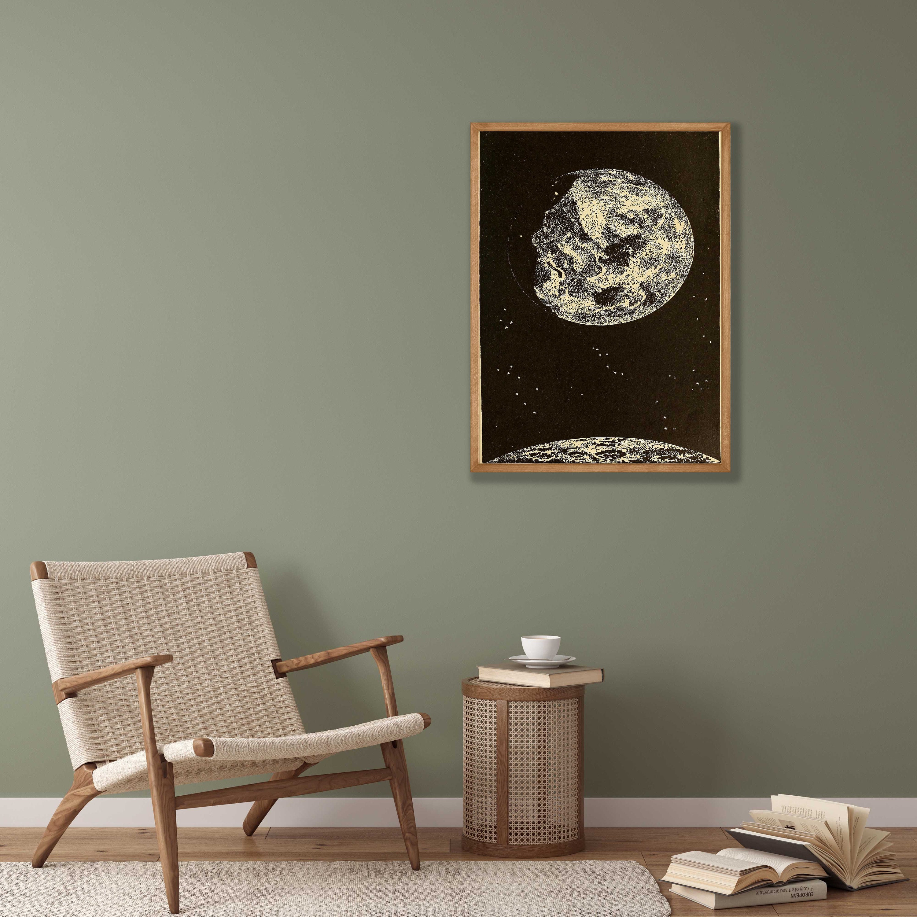 Stampa Su Tela Donna Luna Piena | Quadro Mistico Celeste Per Arredo Soggiorno E Camera Da Letto | 30x45 Cm Senza Cornice