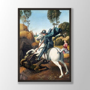 Raphael Art Print - Saint George and the Dragon 1506, Raphael Prints, Raphael Wall Art, Renaissance Wall Art, Art Reproduction Print
