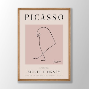 Picasso Line Art Print - Sparrow Print, Pablo Picasso Exhibition Poster, Picasso One Line Sketches, Living Room Wall Art, LARGE SIZES