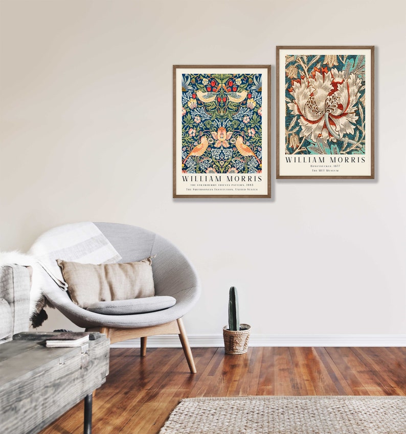 William Morris Prints Set of 2 William Morris Poster, Art Nouveau Poster, William Morris Exhibition, Floral Art Prints, Kitchen Prints image 6