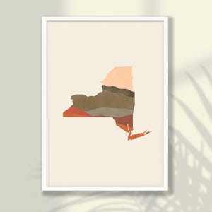 Boho New York State Map Poster - New York State Wall Art, Travel Print, New York Print, New York Home Decor - FRAME and CANVAS