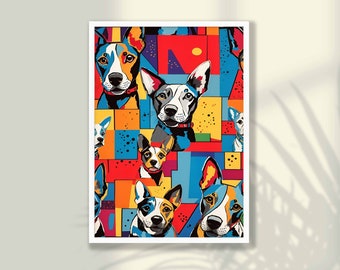 Dog Illustration Poster: Colorful Geometric Animal Art Print