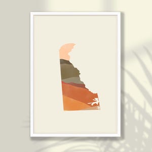 Affiche de carte de l'État du Delaware Boho - Art mural de l'État du Delaware, impression de voyage, impression du Delaware, décoration d'intérieur du Delaware - cadre et toile