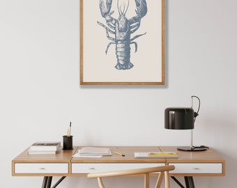 Wandbild Blauer Hummer Küsten Kunst - 40,6x61cm Poster Strand Dekoration