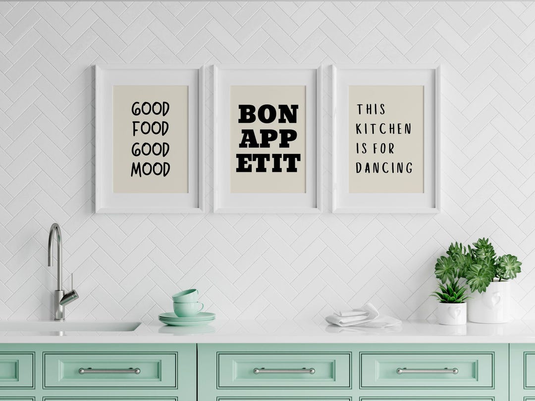 Caterease Kitchen Beo Prints Kitchen Art Prints Set of 3: Bon Appetit, Good Food, Dancing - Etsy