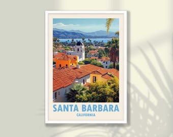 Santa Barbara Travel Poster - California Wall Art Print