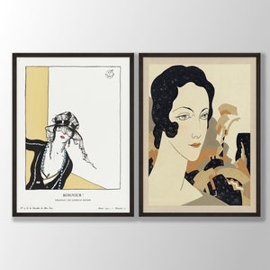 Vintage Fashion Magazine Cover Prints Set of 2 - Fashion Wall Art, Bedroom Decor, Modern Art, Vintage Magazine Art Decor, Retro Poster