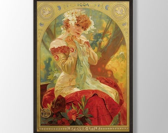 Alphonse Mucha Art Nouveau Poster - Lefevre-Utile Prin, Vintage Wall Decor
