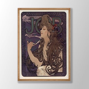 Alphonse Mucha Art Print - Publicite pour les cigarettes, Mucha Poster, Art Nouveau Posters, Old French Art, Art Nouveau Decor,Victorian Art