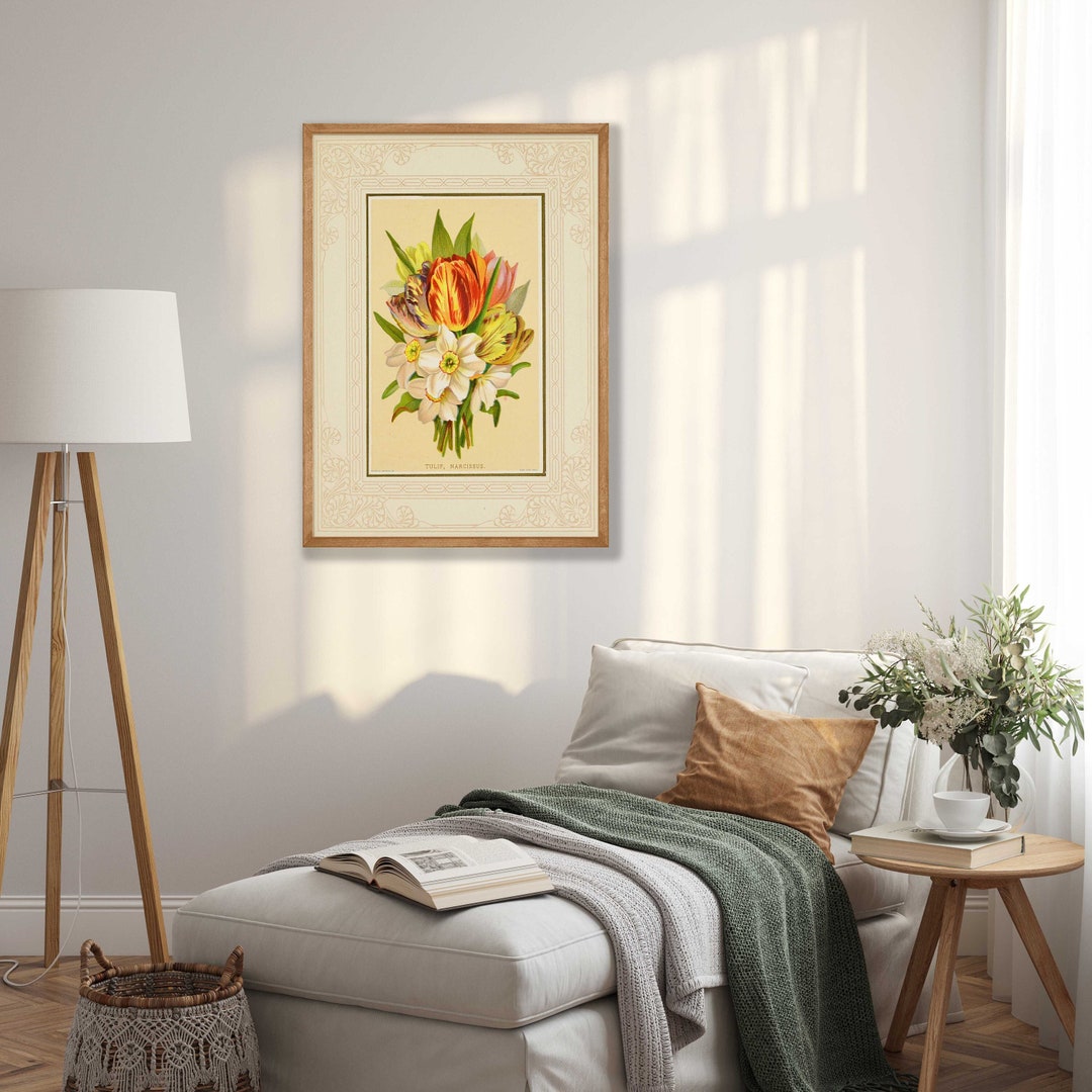 Vintage Tulip Flower Print: Botanical Wall Art - Etsy