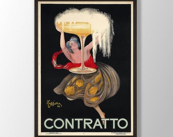 Cartel de Contratto Cappiello - Impresión de publicidad Art Nouveau vintage
