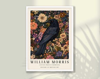 William Morris Raven Art Print - Floral Mid-Century Exhibition Poster