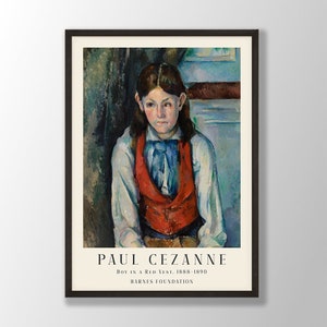Paul Cezanne Art Print - Boy in a Red Vest 1888, Paul Cezanne Poster, Paul Cezanne Wall Art, Paul Cezanne Exhibition Print, Museum Prints