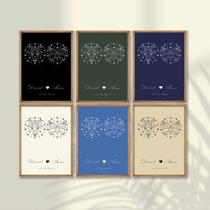 Personalisiertes Paar Sternzeichen Poster - Benutzerdefinierter Paardruck, Jahrestagsgeschenk, Valentinsgrußgeschenk für sie, Verlobung Hochzeit, RAHMEN - LEINWAND