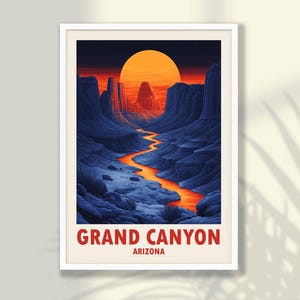 Grand Canyon Travel Poster - Grand Canyon Print, Travel Print, Travel Decor, Canyon Wall Art, Arizona Wall Art - FRAME and CANVAS
