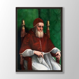 Raphael Art Print - Portrait of Pope Julius II 1511, Raphael Prints, Raphael Wall Art, Religious Print, Art Reproduction, Raphael Exhibition