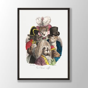 Vintage Dog Print - Les Chiens Coiffes, Dog Poster, Animal Decor, Dog Lovers Gift, Vintage Dog Wall Art, Kitchen Wall Art