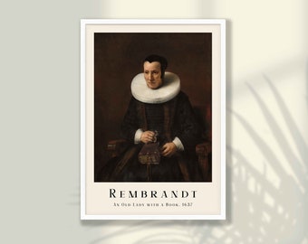 Portret Rembrandta – Stara dama z książką, sztuka ścienna muzeum