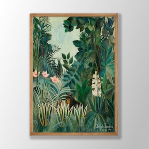 Henri Rousseau Print | The Equatorial Jungle 1909, Henri Rousseau Poster, Rousseau Wall Art, Jungle Wall Art, Museum Exhibition Poster