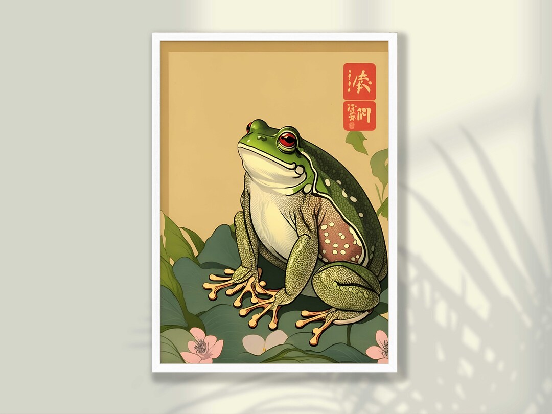 Japanese Frog Print No7 Japanese Wall Art, Frog Wall Art, Frog Poster