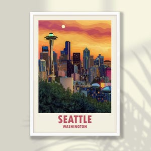 Mikrofaser-Druck, Waste-Seattle, Mikrofaser-Druck, Reise-Druck, Space Age, Washington Poster - RAHMEN und LEINWAND