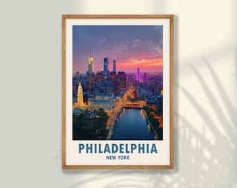 Philadelphia Skyline Art Print: reisposter, muurdecoratie stad