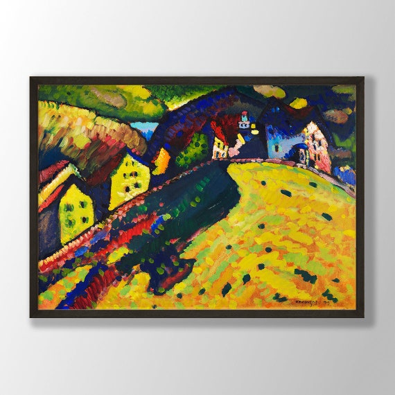 カンディンスキーのアートプリント：ムルナウの家々 表現主義絵画