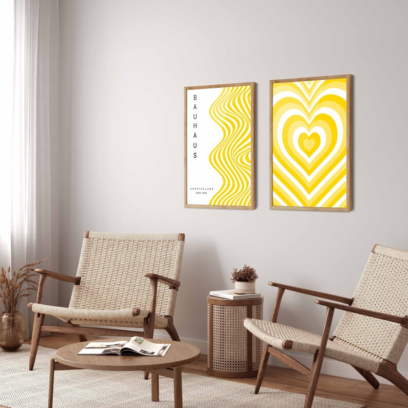Yellow Bauhaus Art Print Set: Mid-century Modern Home Decor - Etsy