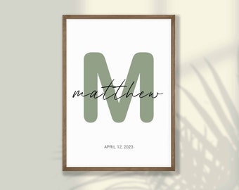 Custom Initial Baby Name Print: Personalized Nursery Decor