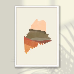 Boho Maine State Map Poster - Maine State Wall Art, Travel Print, Maine Print, Maine Home Decor - FRAME and CANVAS