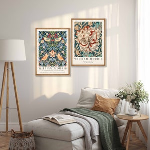 William Morris Prints Set of 2 William Morris Poster, Art Nouveau Poster, William Morris Exhibition, Floral Art Prints, Kitchen Prints image 2