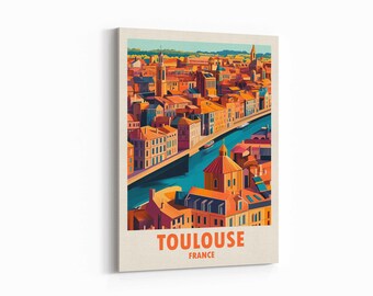 Plakat podróżniczy do Tuluzy – grafika ścienna do Tuluzy, oprawiona w ramę lub wydruk na płótnie