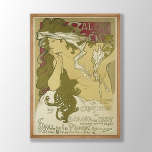 Alphonse Mucha Art Print - Salon des Cent Poster, Mucha Poster, Art Nouveau Posters, Old French Art, Art Nouveau Decor, Victorian Art