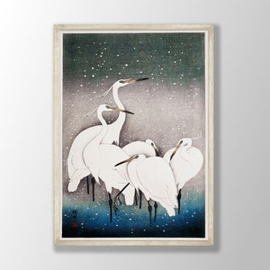Ohara Koson Art Prints - Group of Egrets Prints, Bird Wall Art, Coastal Home Decor, Beach House Print, Japanese Art, Farmhouse Decor