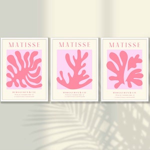 Pink Henri Matisse Prints Set of 3 - Matisse Poster, Matisse Wall Art, Matisse Art Print, Gallery Wall Art, Exhibition Art,Living Room Decor
